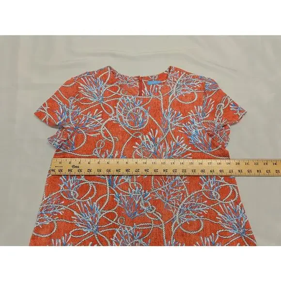 J. McLaughlin Dress Women Short Pullover Shift Dress Coral Nautical Seaside Sz L - Picture 6 of 10